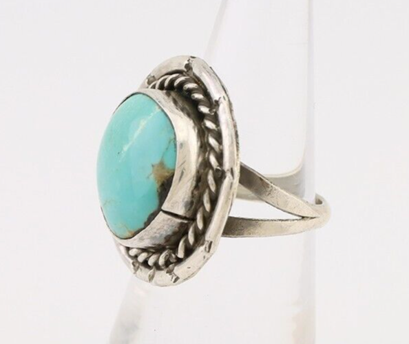 Navajo Handmade Ring 925 Silver Turquoise Native American Artist C.80's