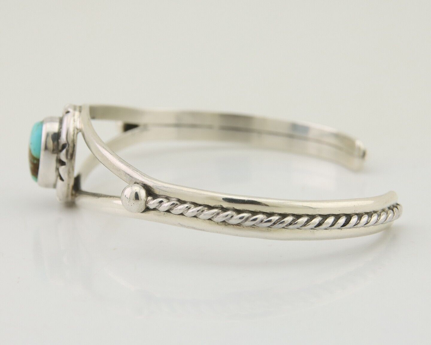 Navajo Bracelet 925 Silver Blue Turquoise Artist Signed Gecko C.80's