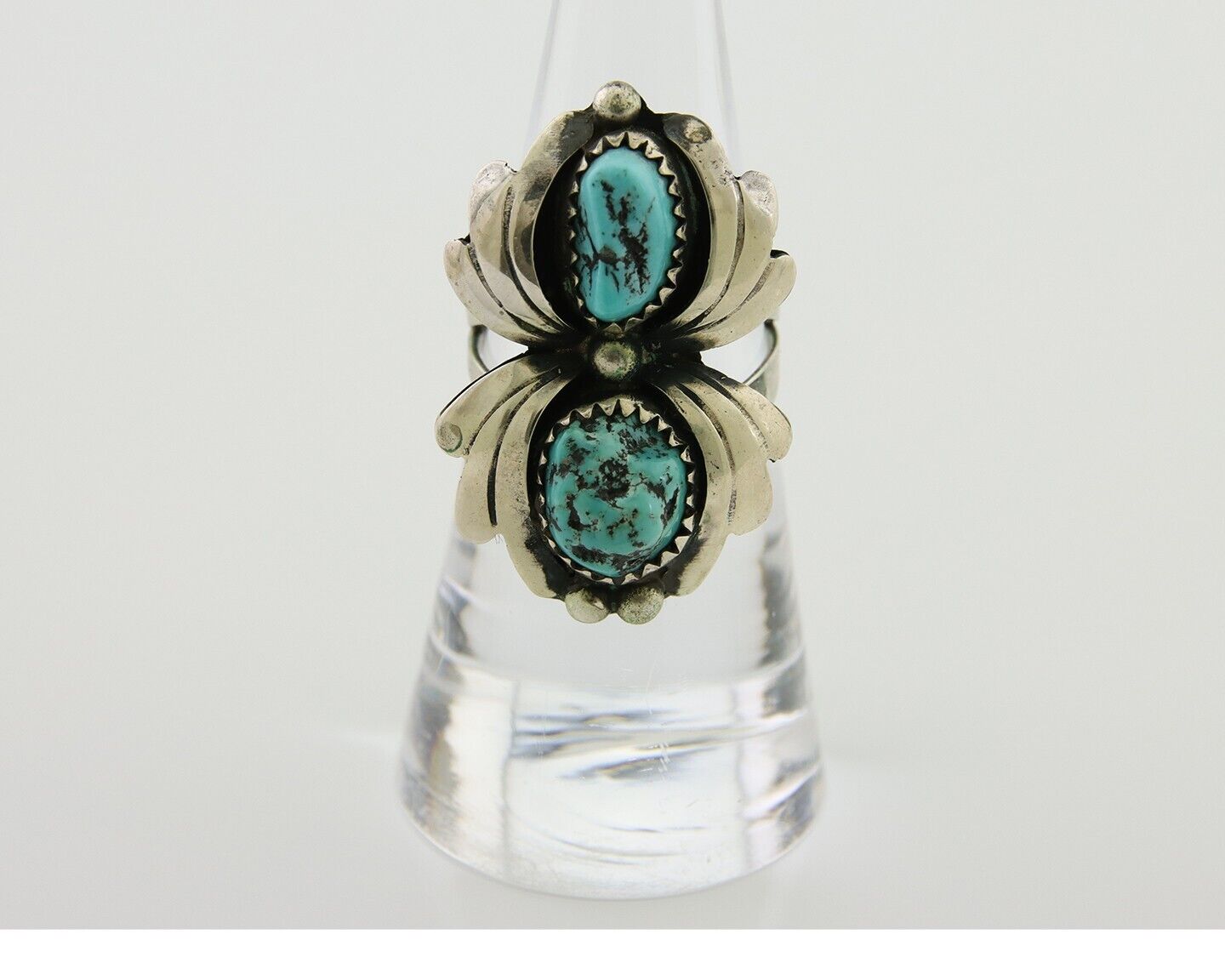 Navajo Ring 925 Silver Sleeping Beauty Turquoise Native American Artist C.80's