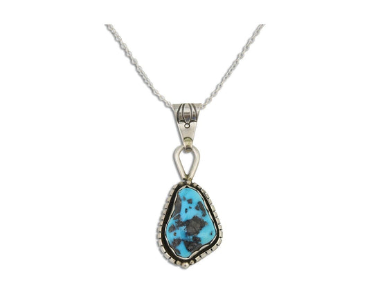 Navajo Necklace 925 Silver Natural Blue Turquoise Artist Tony Guerro C.80's
