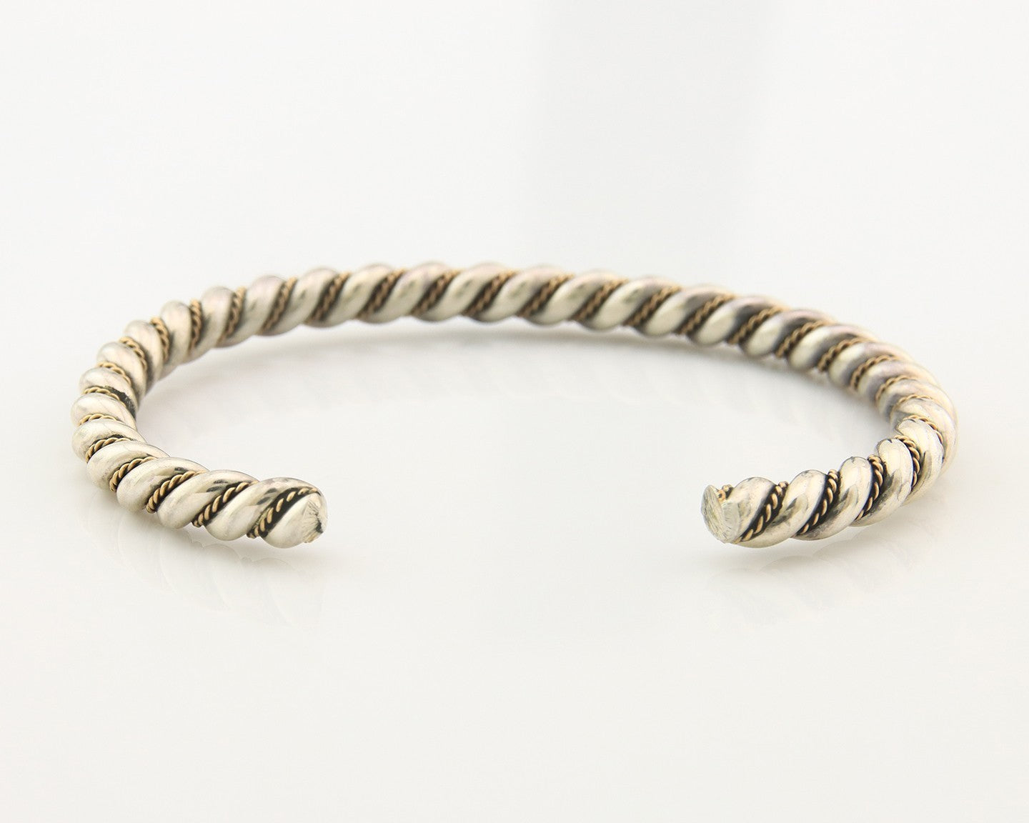 Navajo Twist Bracelet Sterling Silver Gold Authentic Vintage Native Artist 5mm