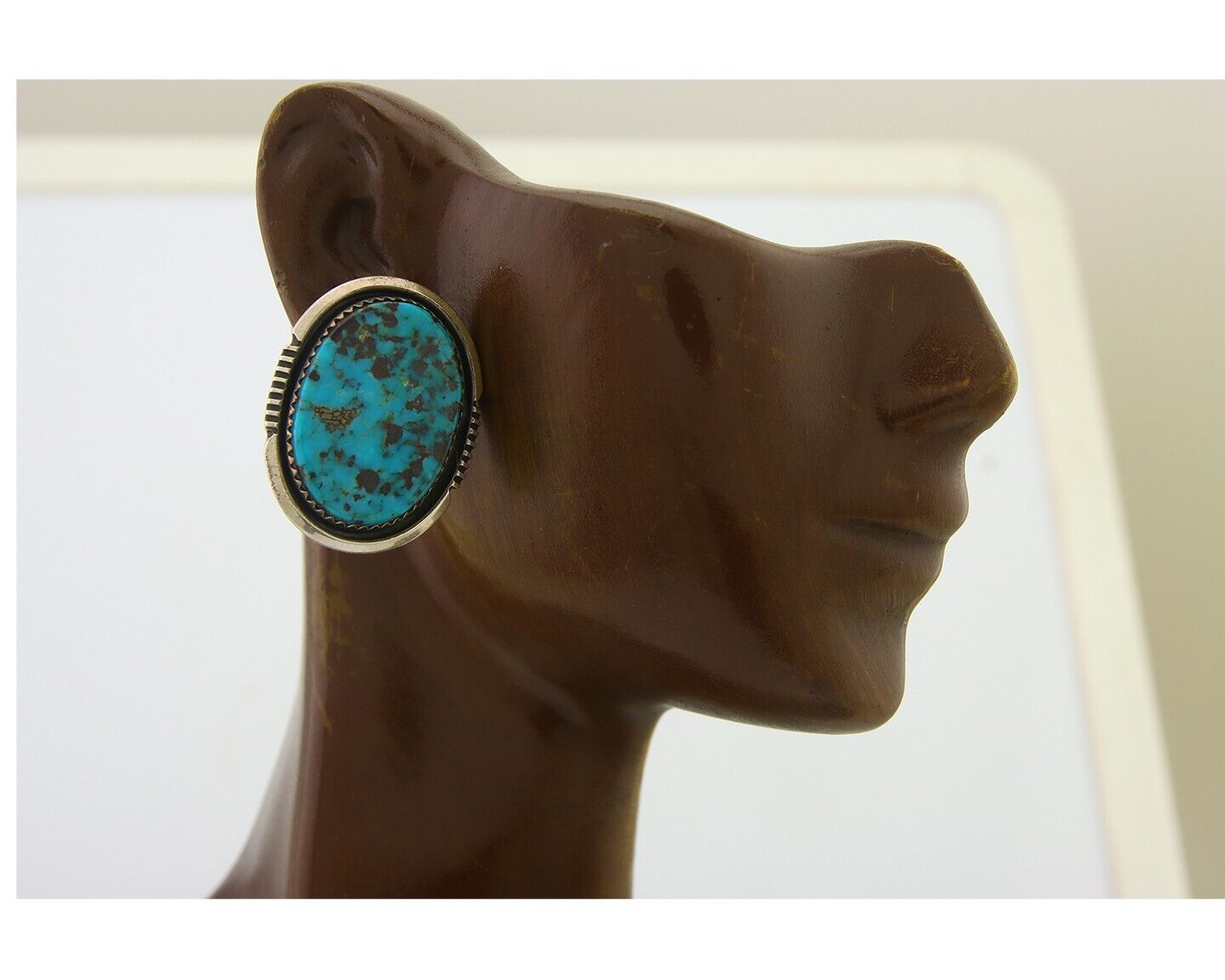 Navajo Earrings 925 Silver Turquoise Artist Signed William Denetdale C.80's