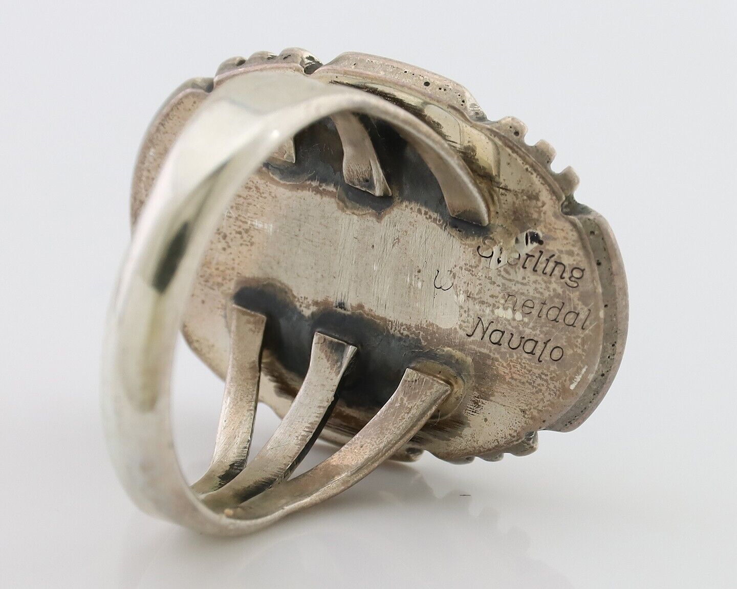 Navajo Ring 925 Silver Turquoise Signed William Denetdale Artist Sz 7.0 C.80's