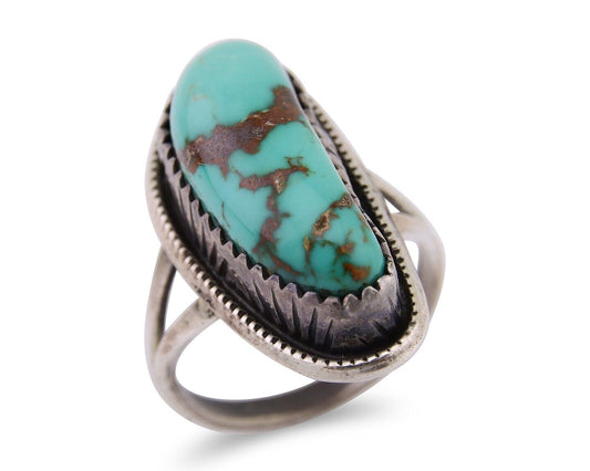 Navajo Ring 925 Silver Bisbee Turquoise Signed R Werito C.80's