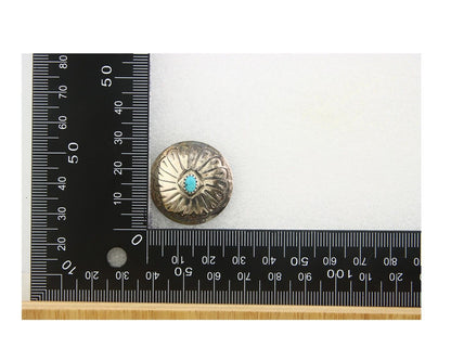 Navajo Earrings 925 Silver Handmade Concho Natural Turquoise Native Artist C80s