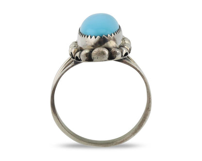 Navajo Ring .925 Silver Sleeping Beauty Turquoise Signed SkyStone Creations C80s