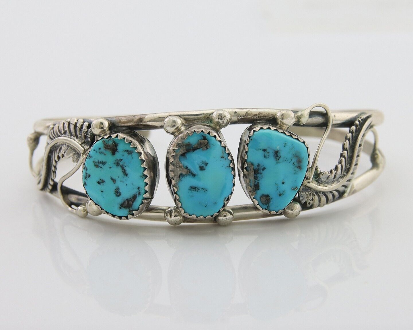 Navajo Bracelet 925 Silver Sleeping Beauty Turquoise Native American C.80's