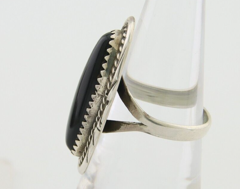 Navajo Handmade Ring 925 Silver Black Onyx Native American Artist C.80's
