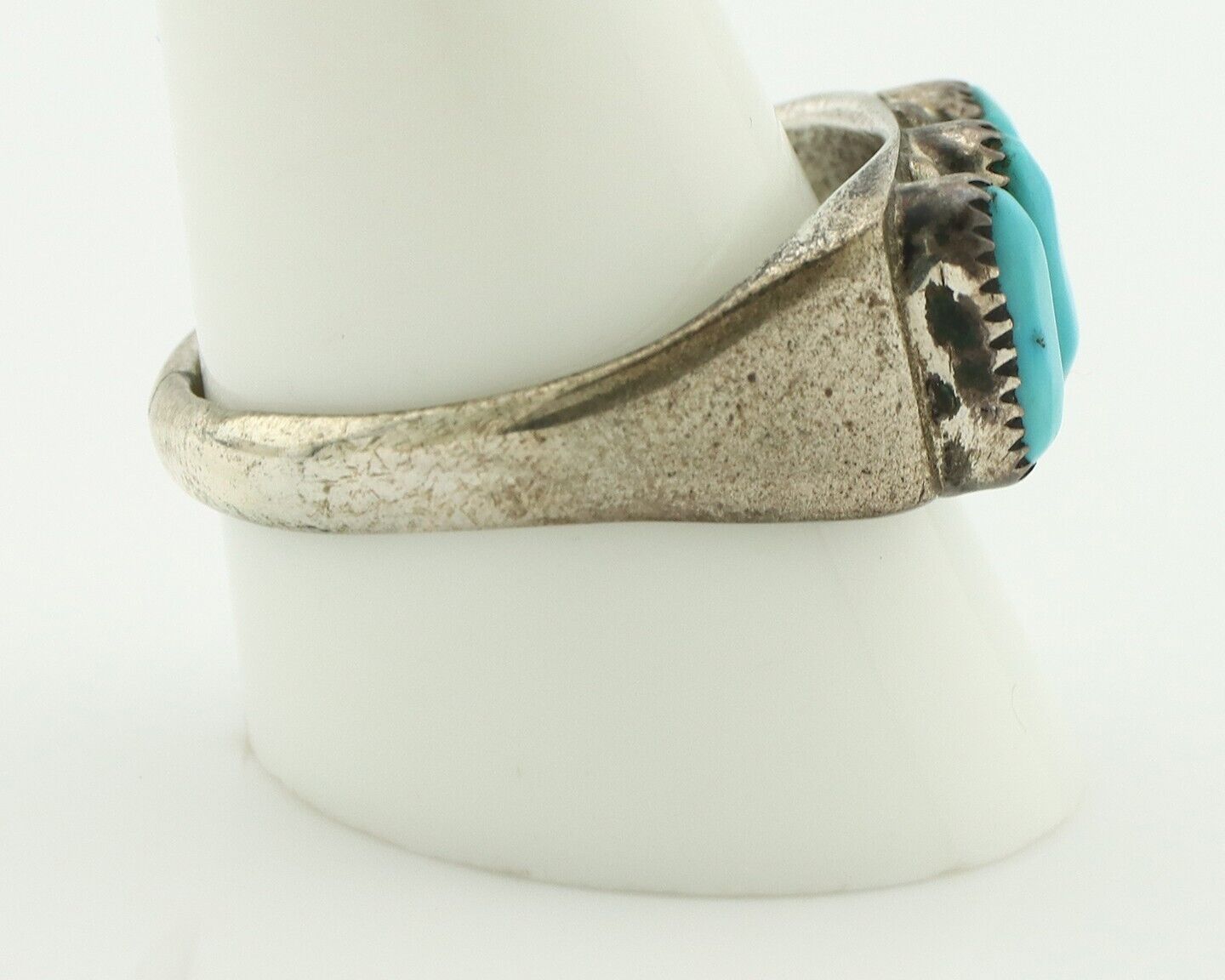 Zuni Ring .925 Silver Natural Sleeping Beauty Turquoise Signed R. LULE C.80's