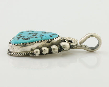 Navajo Pendant 925 Silver Sleeping B Turquoise Signed Justin Morris C.80's