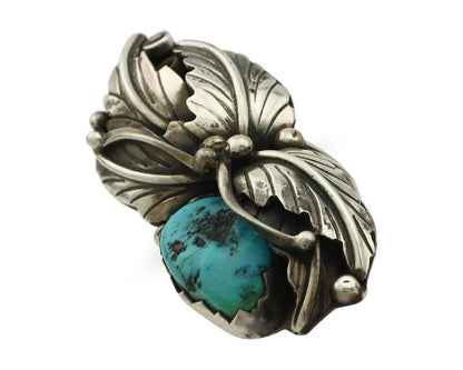 Navajo Ring 925 Silver Sleeping Beauty Turquoise Artist Signed DL C.80's