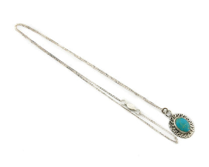 Navajo Necklace Sterling Silver Natural Blue Turquoise Handmade Vintage