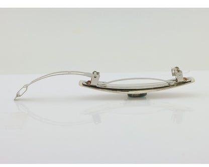 Navajo Hair Clip Barrette 925 Silver Morenci Turquoise Native Artist C.80's
