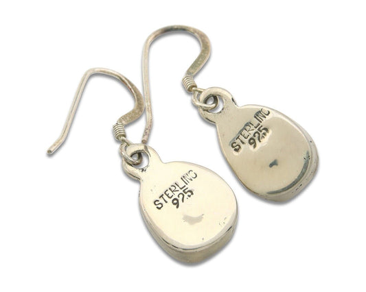 Navajo Earrings 925 Silver Natural Coral Native American Artist C.80's