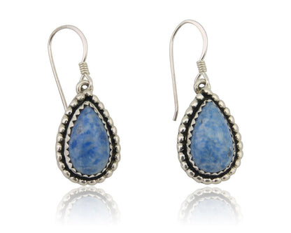 Navajo Earrings 925 Silver Blue Denim Lapis Artist Signed First Eagle C.80's