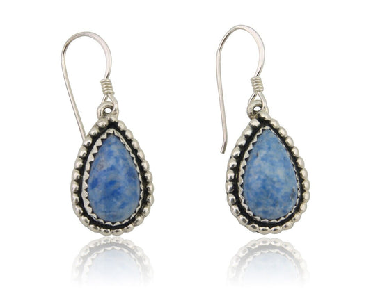 Navajo Earrings 925 Silver Blue Denim Lapis Artist Signed First Eagle C.80's