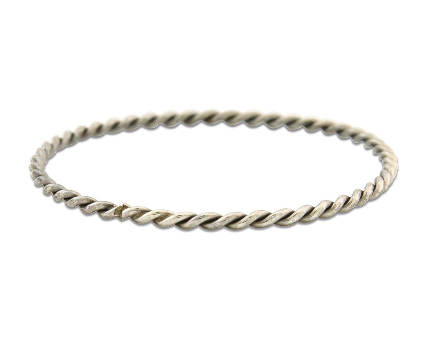 Navajo Bangle Bracelet 925 Silver Hand Stamped Twist Native American Artist C80s