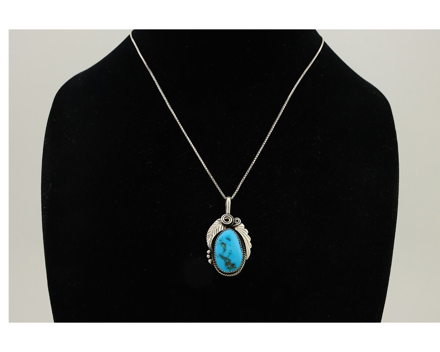 Navajo Necklace 925 Silver Blue Turquoise Signed Justin Morris C.90's