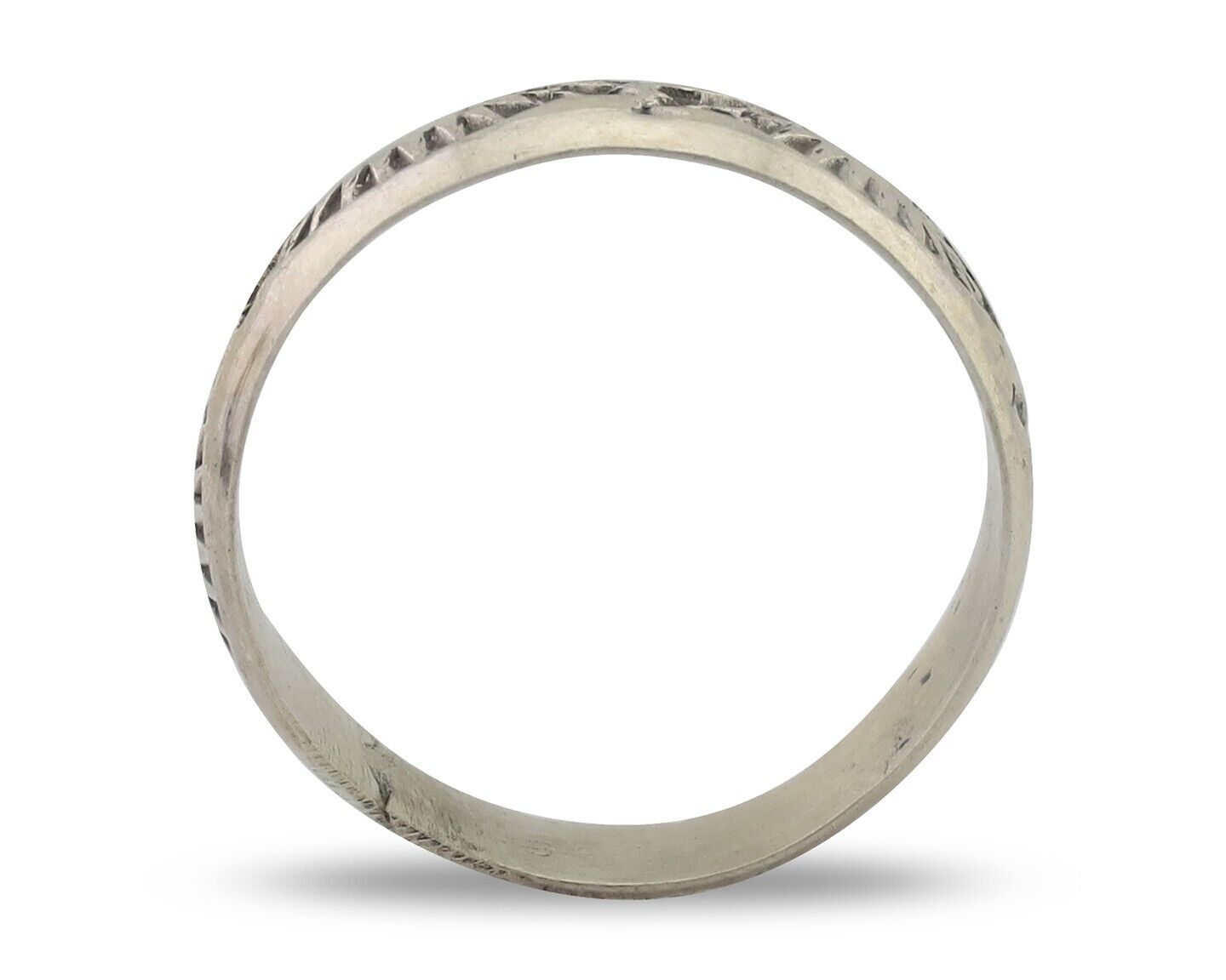 Navajo Hand Stamped Band 925 Silver 5.0 mm Signed Larry Chavez Size 6.0 C.80's