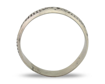 Navajo Hand Stamped Band 925 Silver 5.0 mm Signed Larry Chavez Size 6.0 C.80's