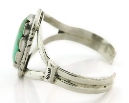 Navajo Cuff Bracelet Sterling Silver Turquoise Handmade Vintage Signed Sunrise