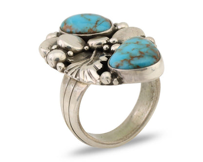 Navajo Handmade Ring 925 Silver Natural Tuquoise Artist Signed D Zachary C.80's