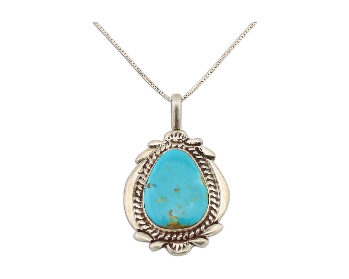 Navajo Necklace Pendant 925 Silver Turquoise Signed Billy Eagle C.80's