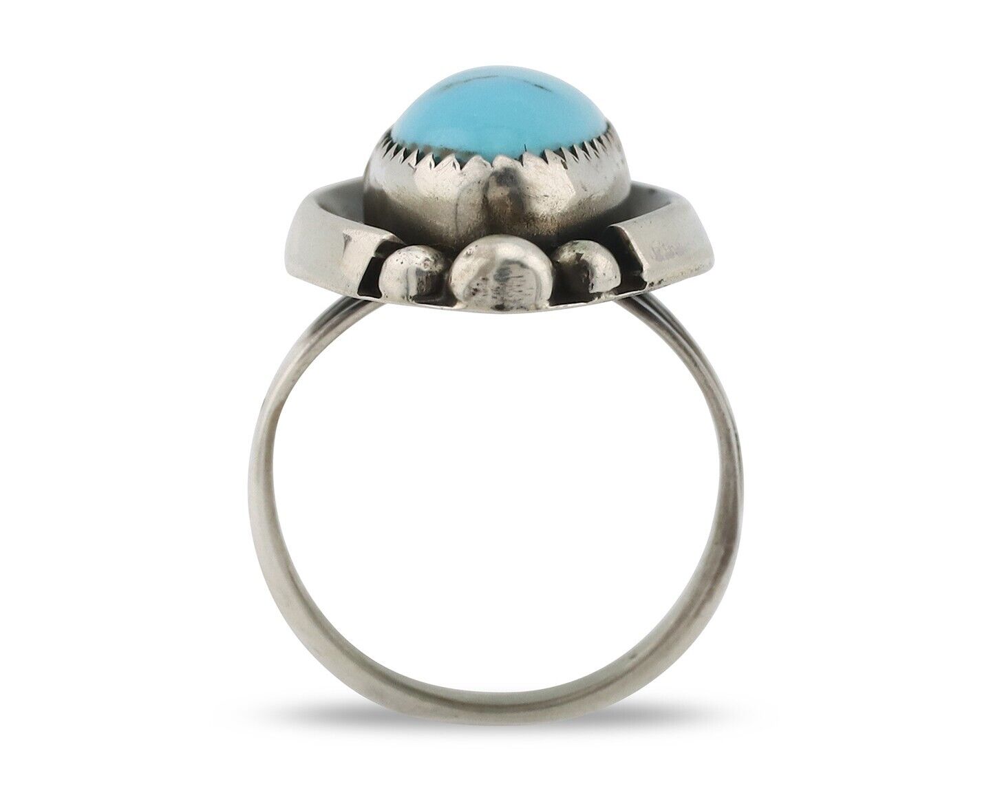 Navajo Ring .925 Silver Sleeping Beauty Turquoise Signed SkyStone Creations C80s