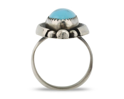 Navajo Ring .925 Silver Sleeping Beauty Turquoise Signed SkyStone Creations C80s