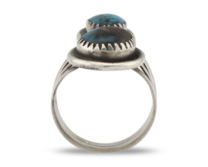 Navajo Ring 925 Silver Natural Blue Turquoise Native American Artist C.80's