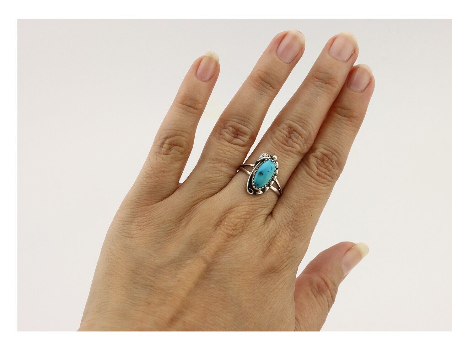 Navajo Ring 925 Silver Turquoise Artist Signed SkyStone Creations C.80's