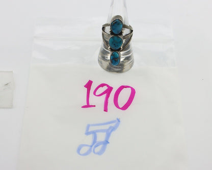 Navajo Ring 925 Silver Natural Blue Turquoise Native American Artist C.80's