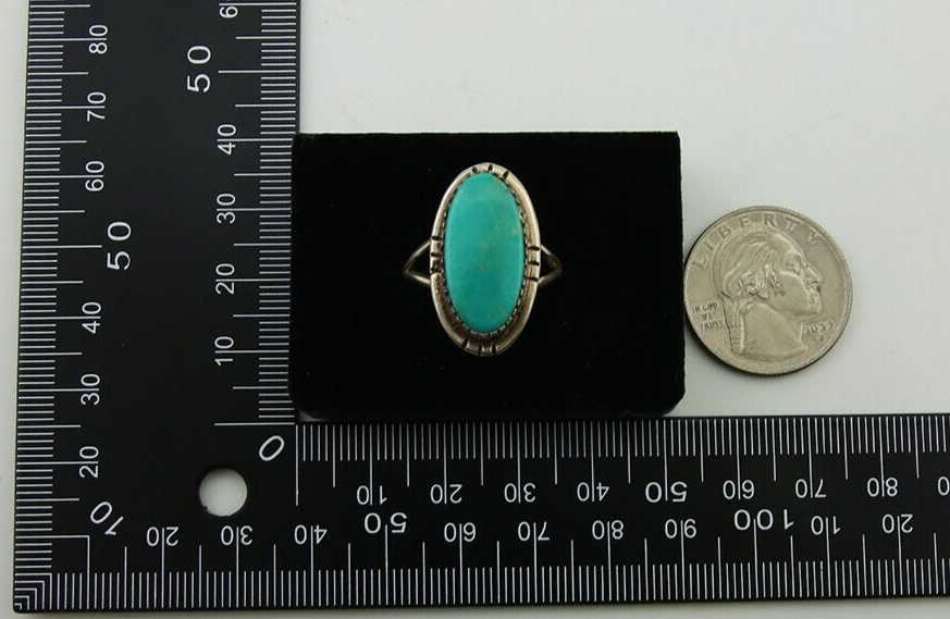 Navajo Ring 925 Sterling Silver Turquoise Native American Artist C.80's