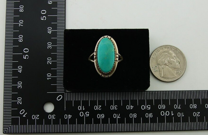 Navajo Ring 925 Sterling Silver Turquoise Native American Artist C.80's