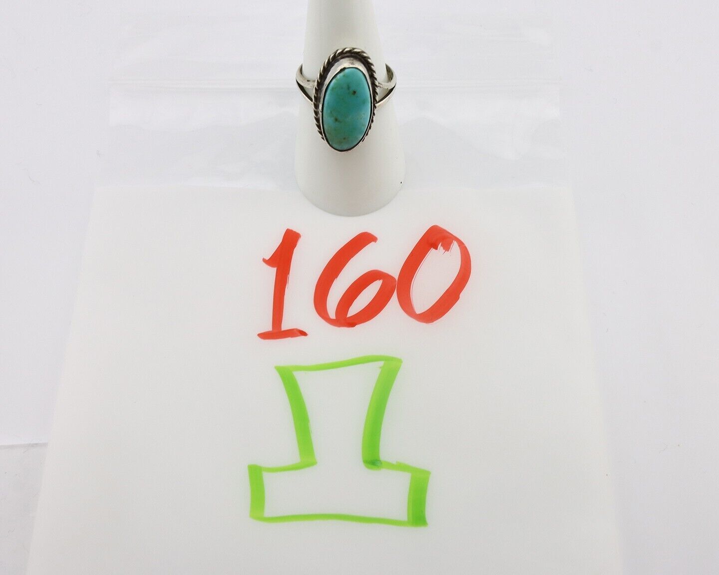 Navajo Ring 925 Silver Kingman Turquoise Artist Native American Signed C.80's
