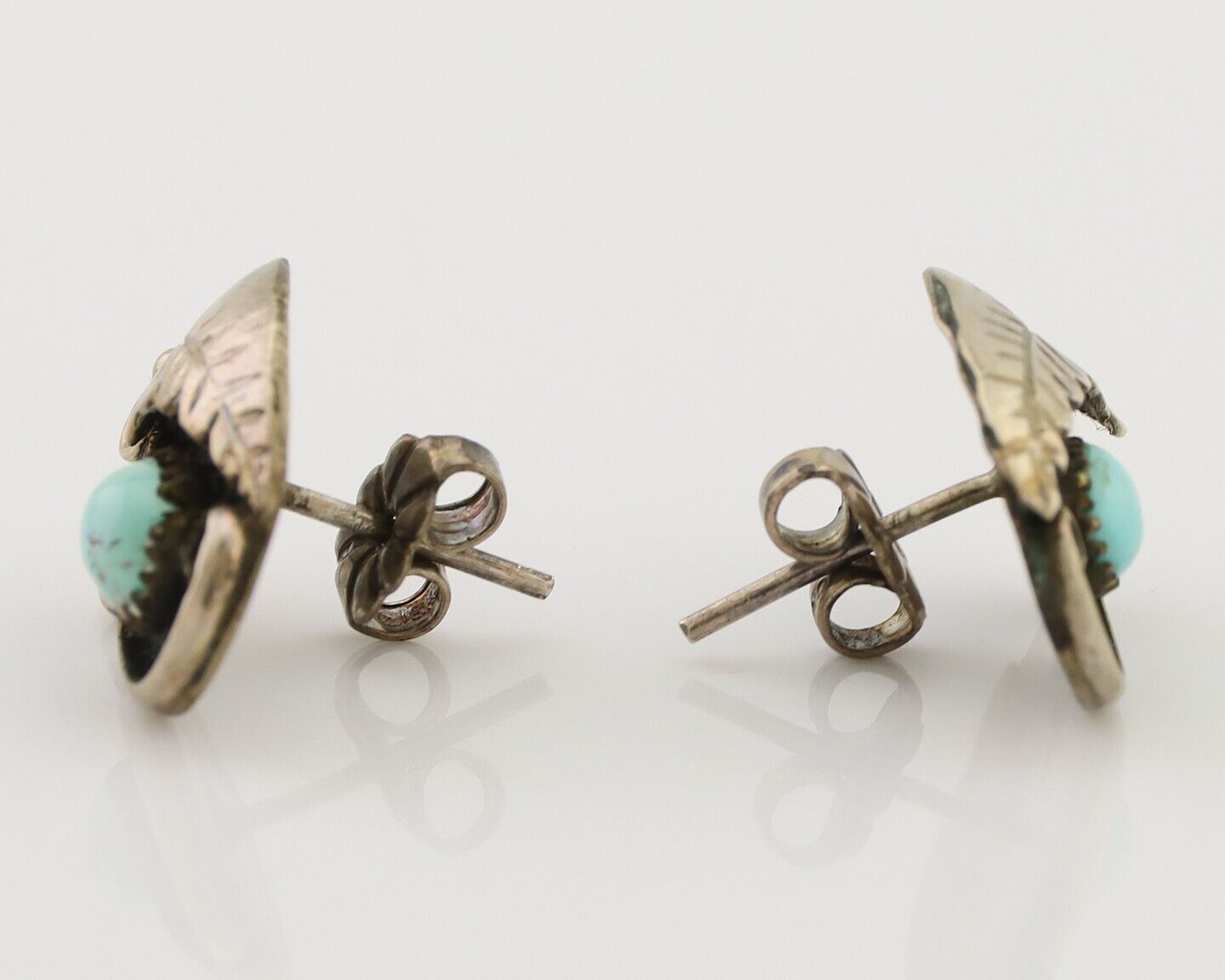 Navajo Earrings 925 Silver Natural Turquoise Native American Artist C.80's