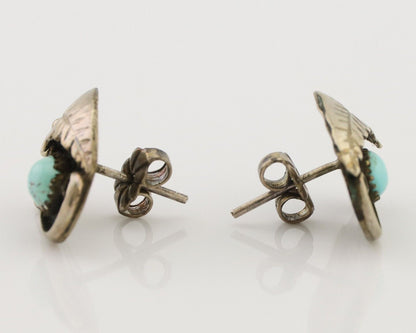 Navajo Earrings 925 Silver Natural Turquoise Native American Artist C.80's