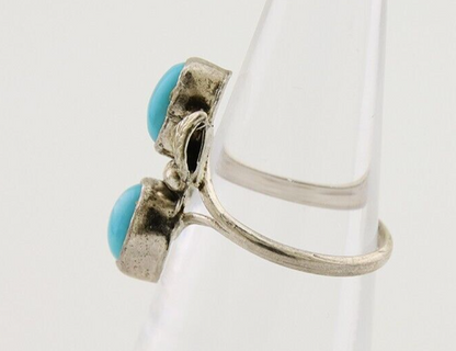 Navajo Ring 925 Silver Natural Blue Turquoise Native American Artist C.80's