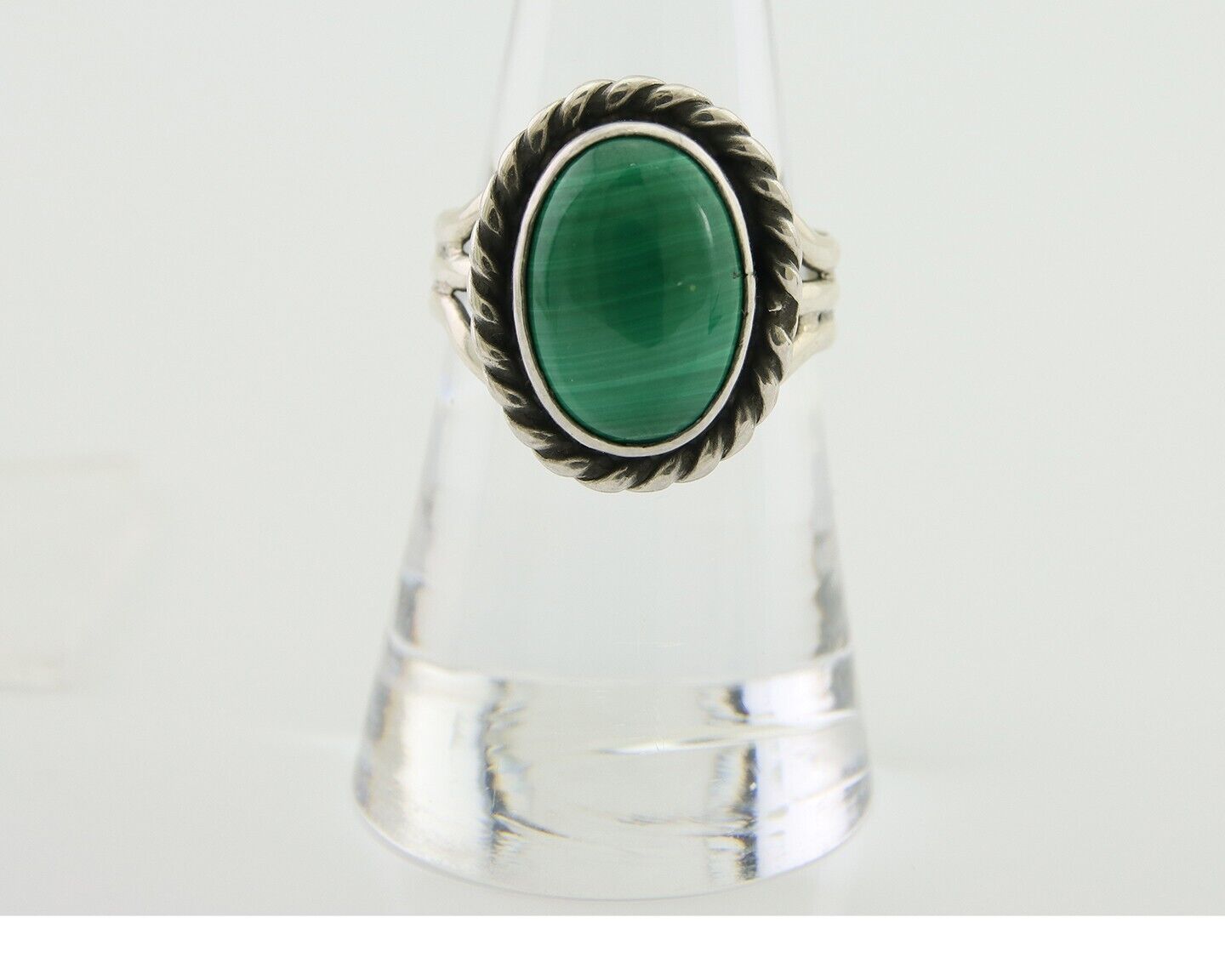 Navajo Ring 925 Silver Natural Malachite Native American Artist C.80's