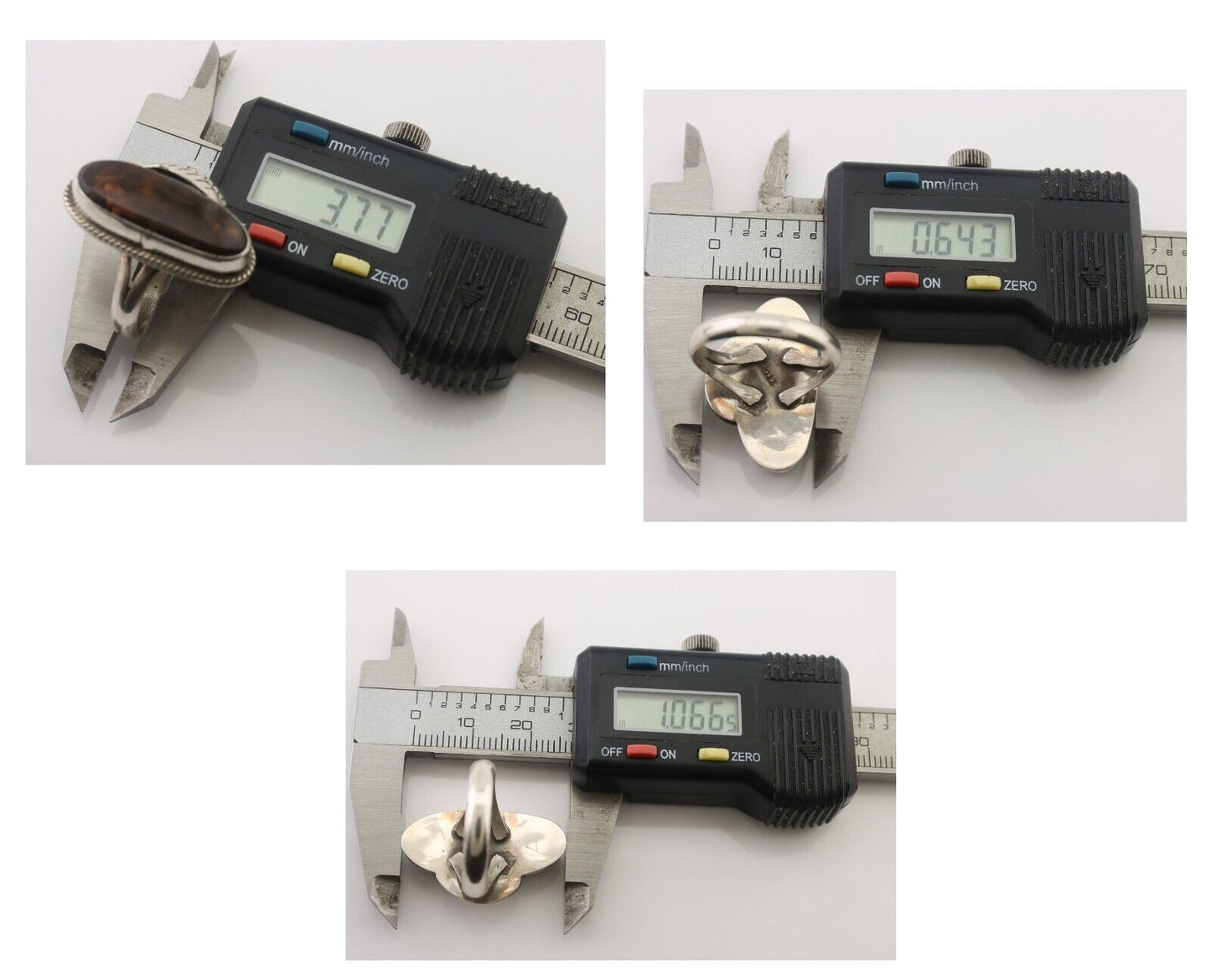 Navajo Handmade Ring 925 Silver Natural Fire Opal Native Artist Size 9.5 C.80's