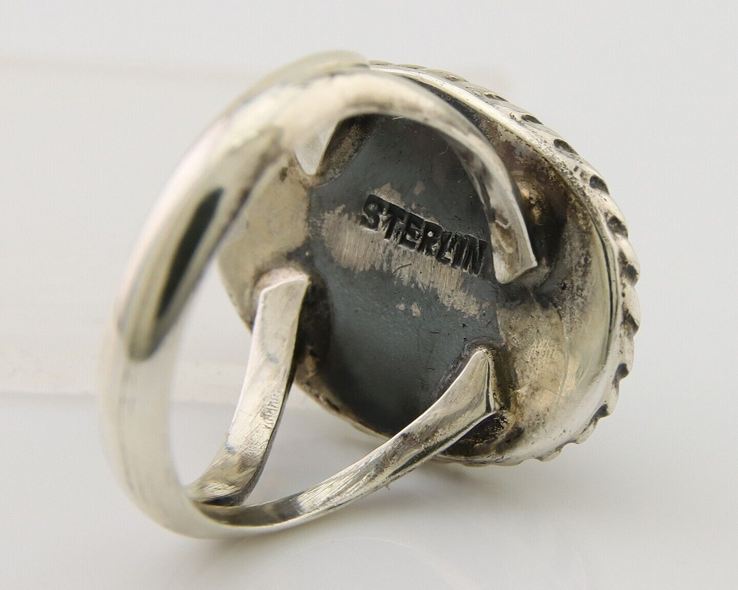 Navajo Ring 925 Sterling Silver Natural Turquoise Native American Artist C.80's