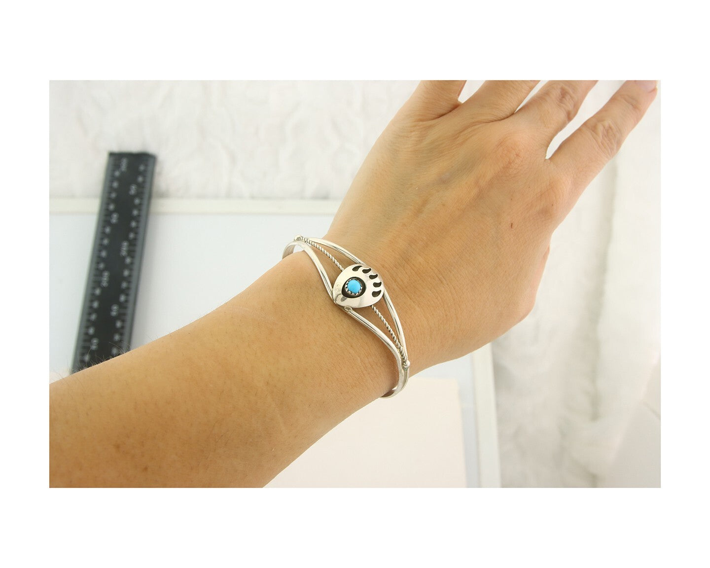 Navajo Bracelet 925 Silver Handmade Animal Claw Cuff Native American Artist C80s