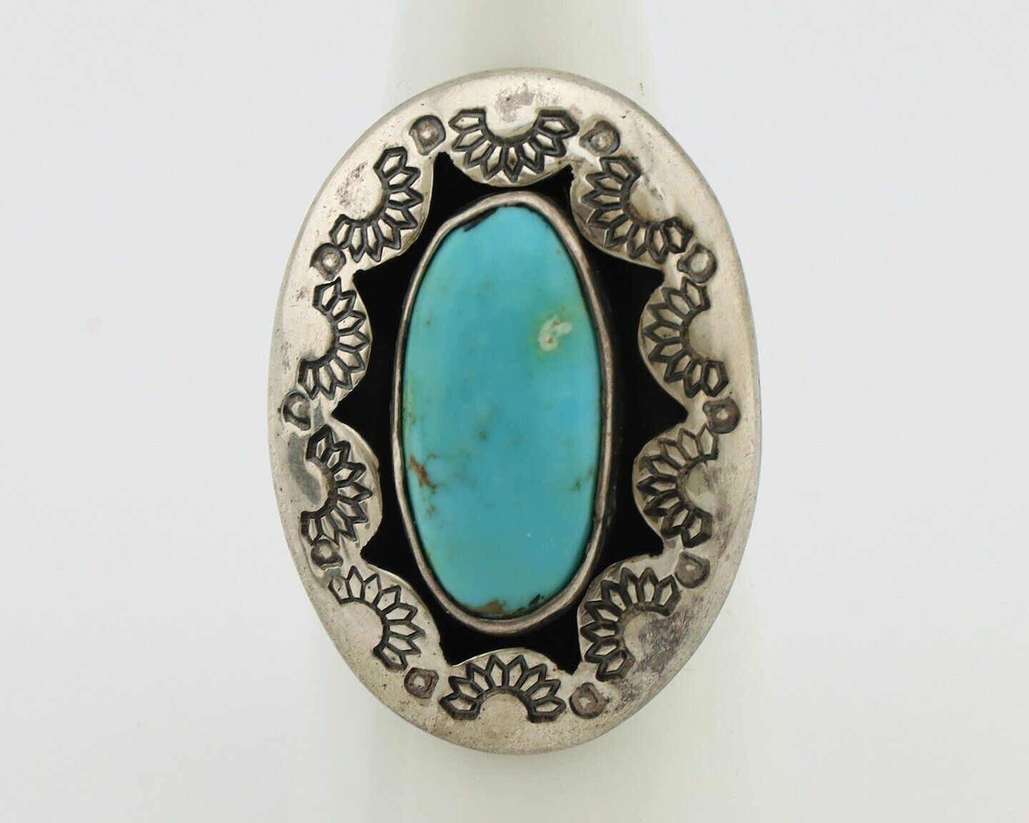 Navajo Ring 925 Silver Natural Blue Turquoise Signed M Montoya C.80's