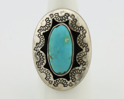 Navajo Ring 925 Silver Natural Blue Turquoise Signed M Montoya C.80's