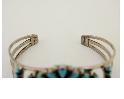 Men Navajo Bracelet 925 Silver Natural Blue Turquoise Signed Benson Yazzie C80s