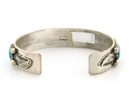 Zuni Cuff Bracelet Sterling Silver Natural Coral & Turquoise Signed Simplicio