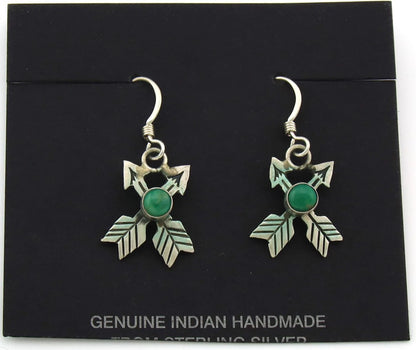 Navajo Arrow Earrings Sterling Silver Turquoise Handmade Vintage Native Artist