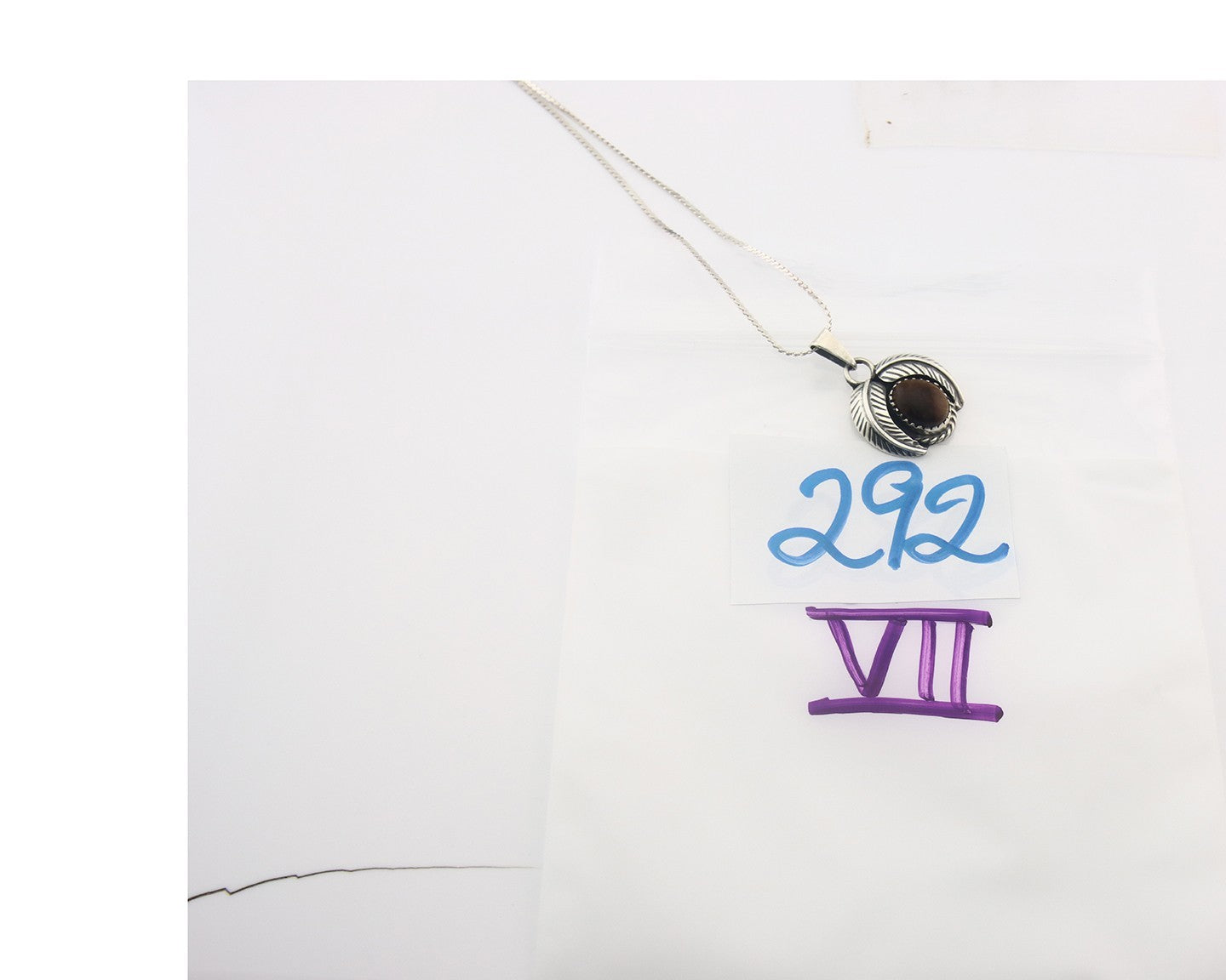 Navajo Sterling Silver Necklace Tiger Eye Sapphire Vintage Handmade Signed IJC