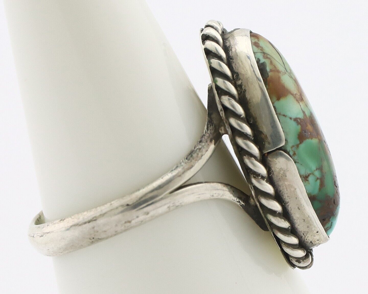 Navajo Ring .925 Silver Natural Kingman Turquoise Native American Artist C.80's