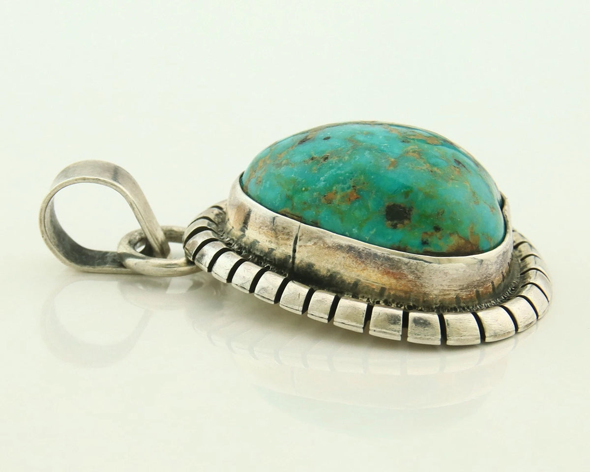 Navajo Pendant 925 Sterling Silver Natural Turquoise Handmade Vintage Artist